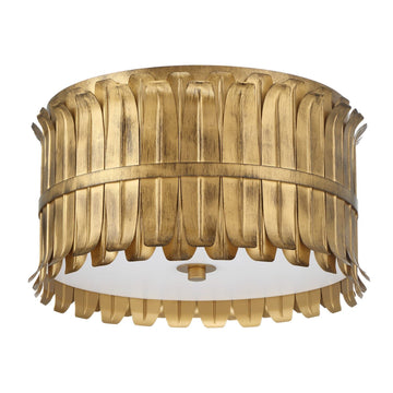 Valdaz 3 Light Large 15 Inch Flush Lighting Hunter Brushed Luxe Gold - Frosted