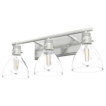 Van Nuys 3 Light Vanity Lighting Hunter Brushed Nickel - Clear
