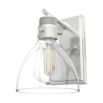 Van Nuys Wall Sconce 1 Light Lighting Hunter Brushed Nickel - Clear