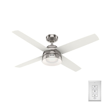 Vicenza with LED Light 52 inch Ceiling Fans Hunter Brushed Nickel - Matte White