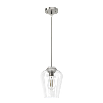 Vidria 1 Light 7.25 Inch Mini Pendant Lighting Hunter Brushed Nickel - Clear