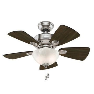 Watson Swirled Marble with Light 34 inch Ceiling Fans Hunter Brushed Nickel - Dark Walnut