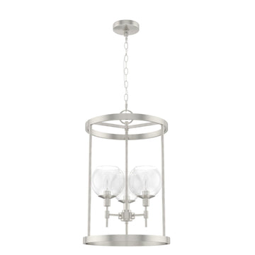 Xidane 3 Light 15 Inch Foyer Lantern Lighting Hunter Brushed Nickel - Clear