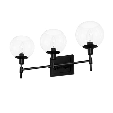 Xidane 3 Light Vanity Lighting Hunter Matte Black - Clear
