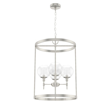 Xidane 4 Light 19 Inch Foyer Lantern Lighting Hunter Brushed Nickel - Clear
