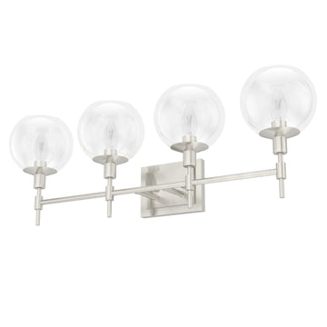 Xidane 4 Light Vanity Lighting Hunter Brushed Nickel - Clear