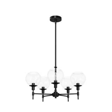 Xidane 5 Light Chandelier Lighting Hunter Matte Black - Clear