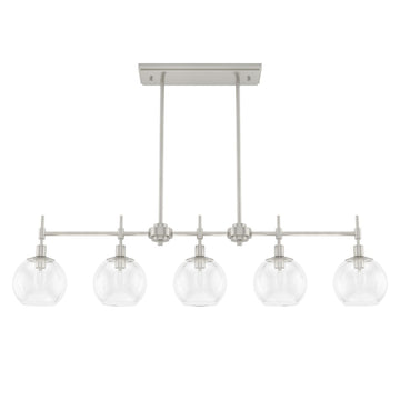Xidane 5 Light Linear Chandelier Lighting Hunter Brushed Nickel - Clear
