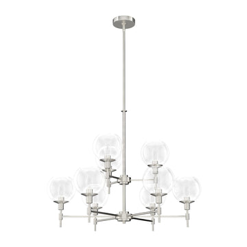 Xidane 9 Light 2 Tier Chandelier Lighting Hunter Brushed Nickel - Clear