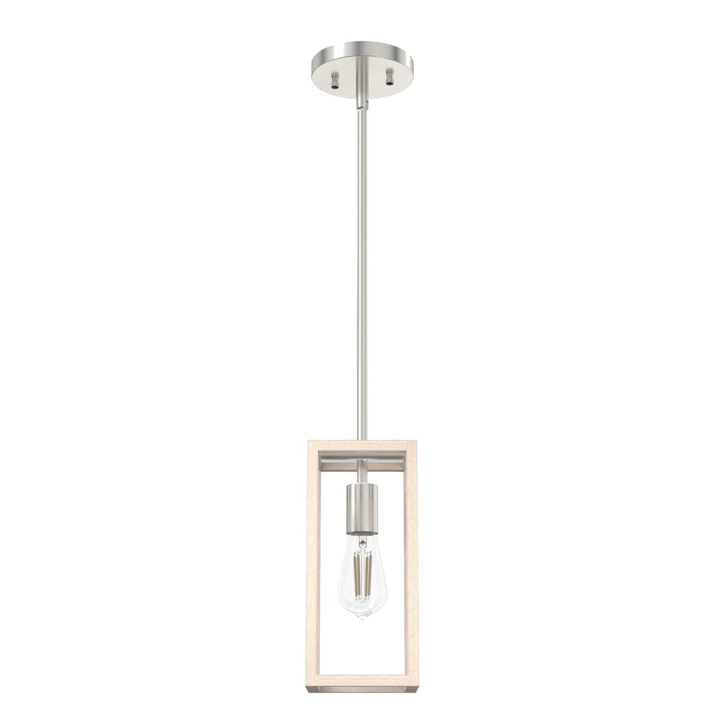 1 Light Squire Manor Mini Pendant Lighting Hunter Brushed Nickel - Bleached Wood 