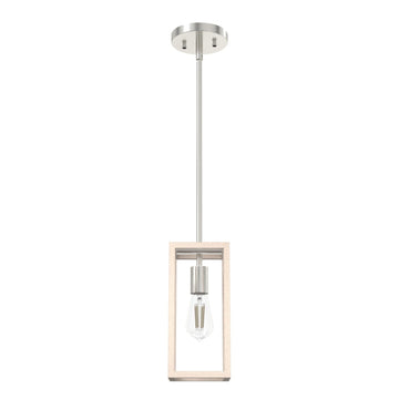 1 Light Squire Manor Mini Pendant Lighting Hunter Brushed Nickel - Bleached Wood 