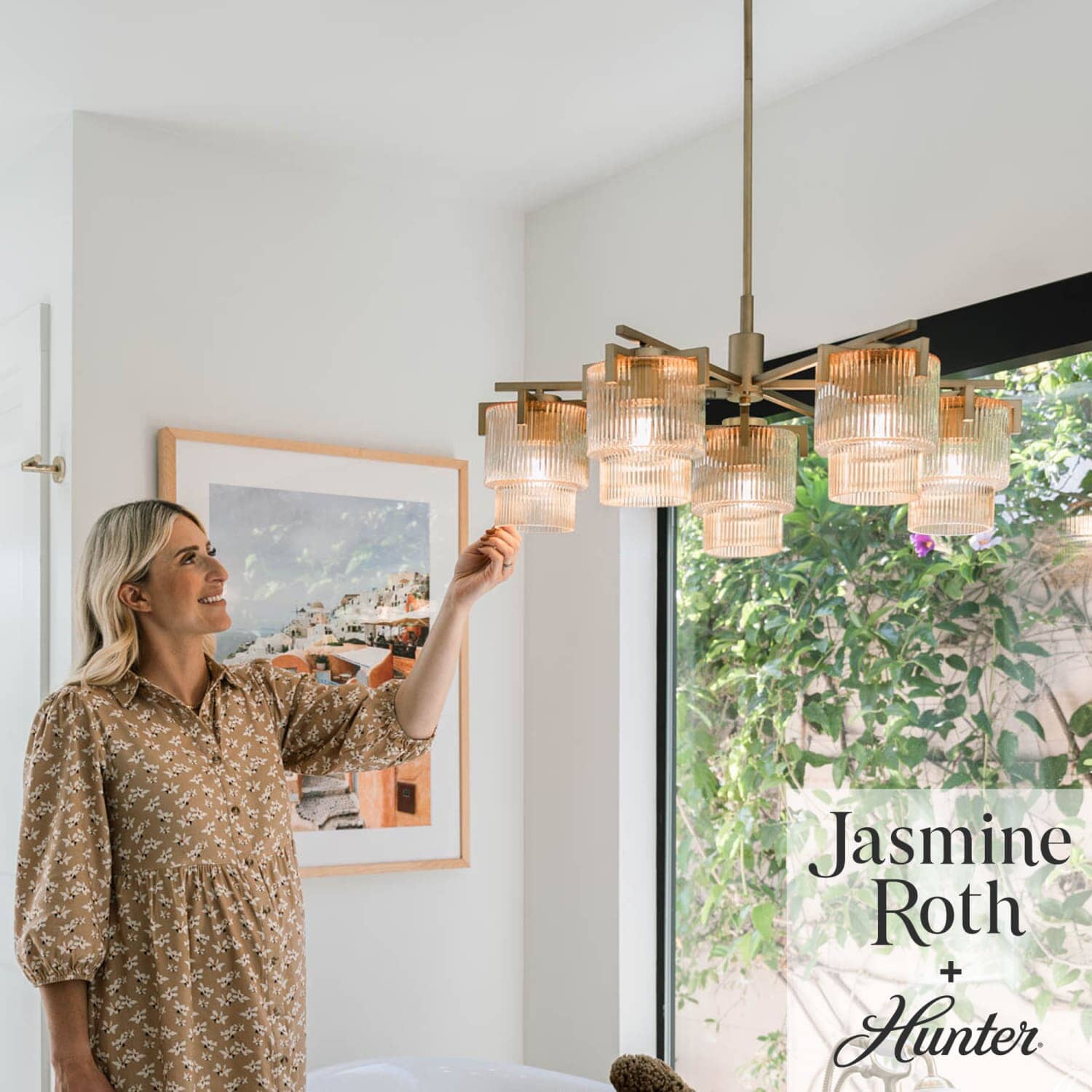 Hunter Ontario Jasmine Roth 5 Light Medium 27 Inch Chandelier