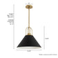 13165_4_carrington_isle_1_light_16_inch_pendant-matte_black-dimensiongraphic