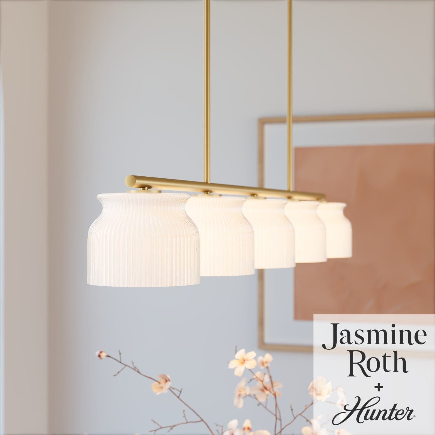 Hunter Harlowe Jasmine Roth 5 Light Large 51 Inch Linear Ceiling