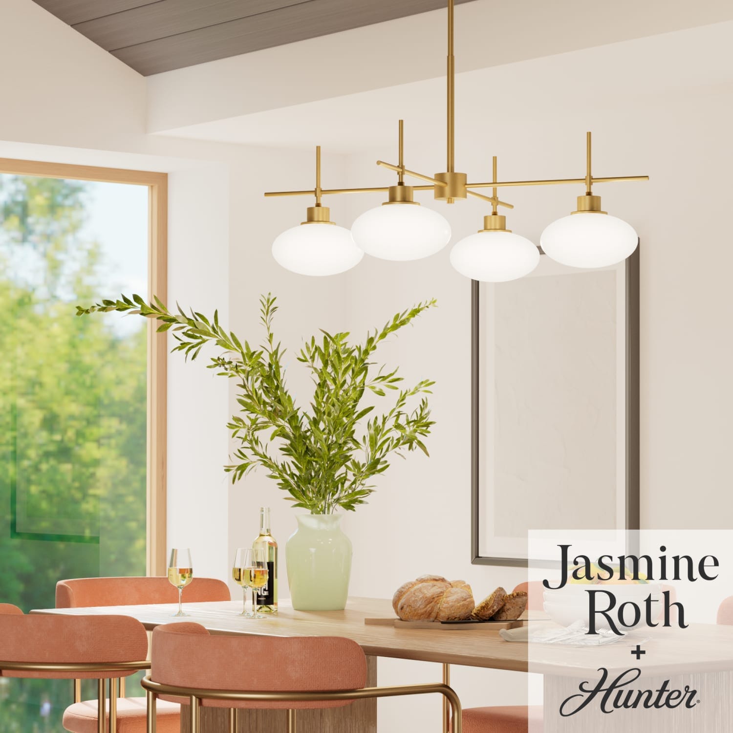 Hunter Getty Jasmine Roth 4 Light Large 34 Inch Chandelier Ceiling