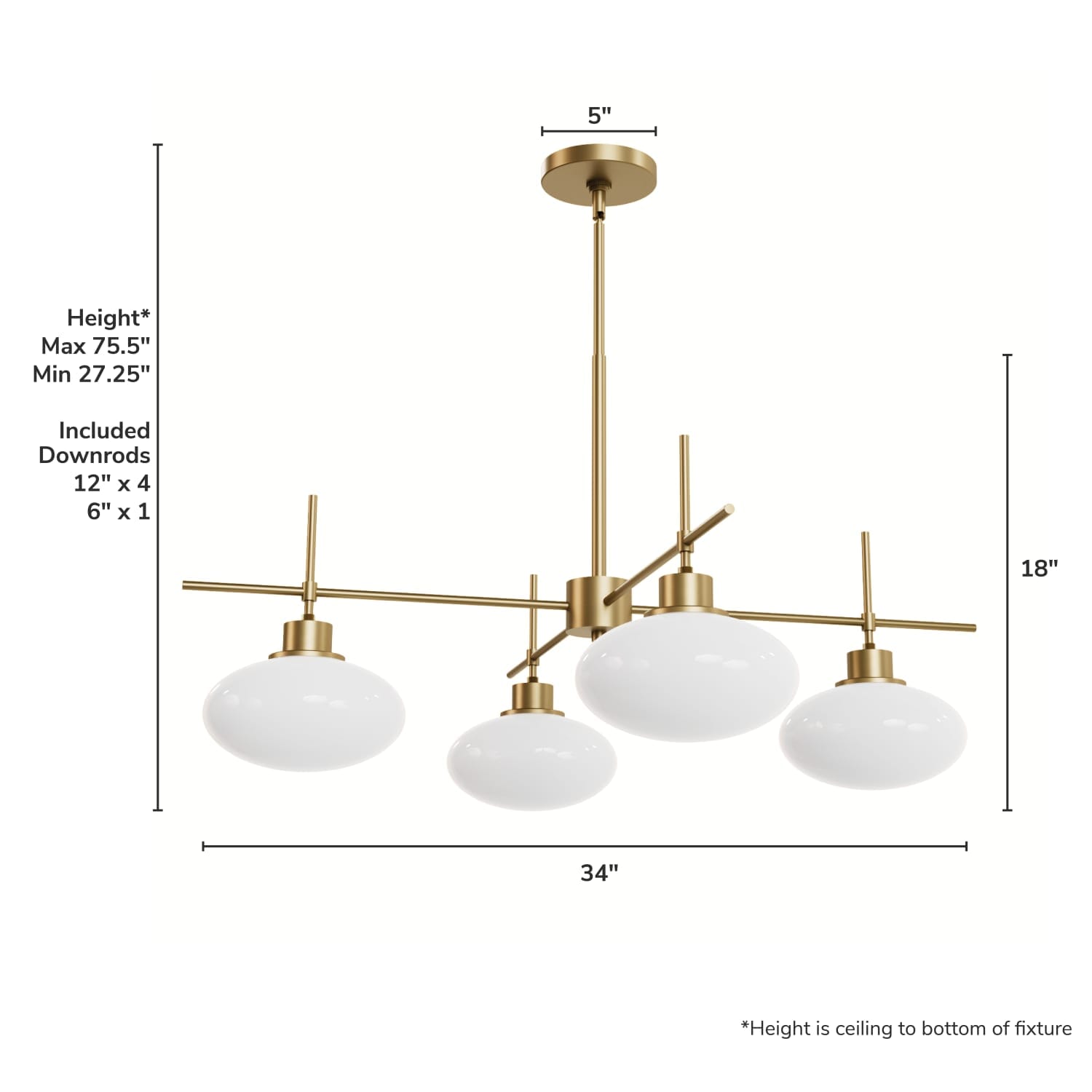 Hunter Getty Jasmine Roth 4 Light Large 34 Inch Chandelier Ceiling ...
