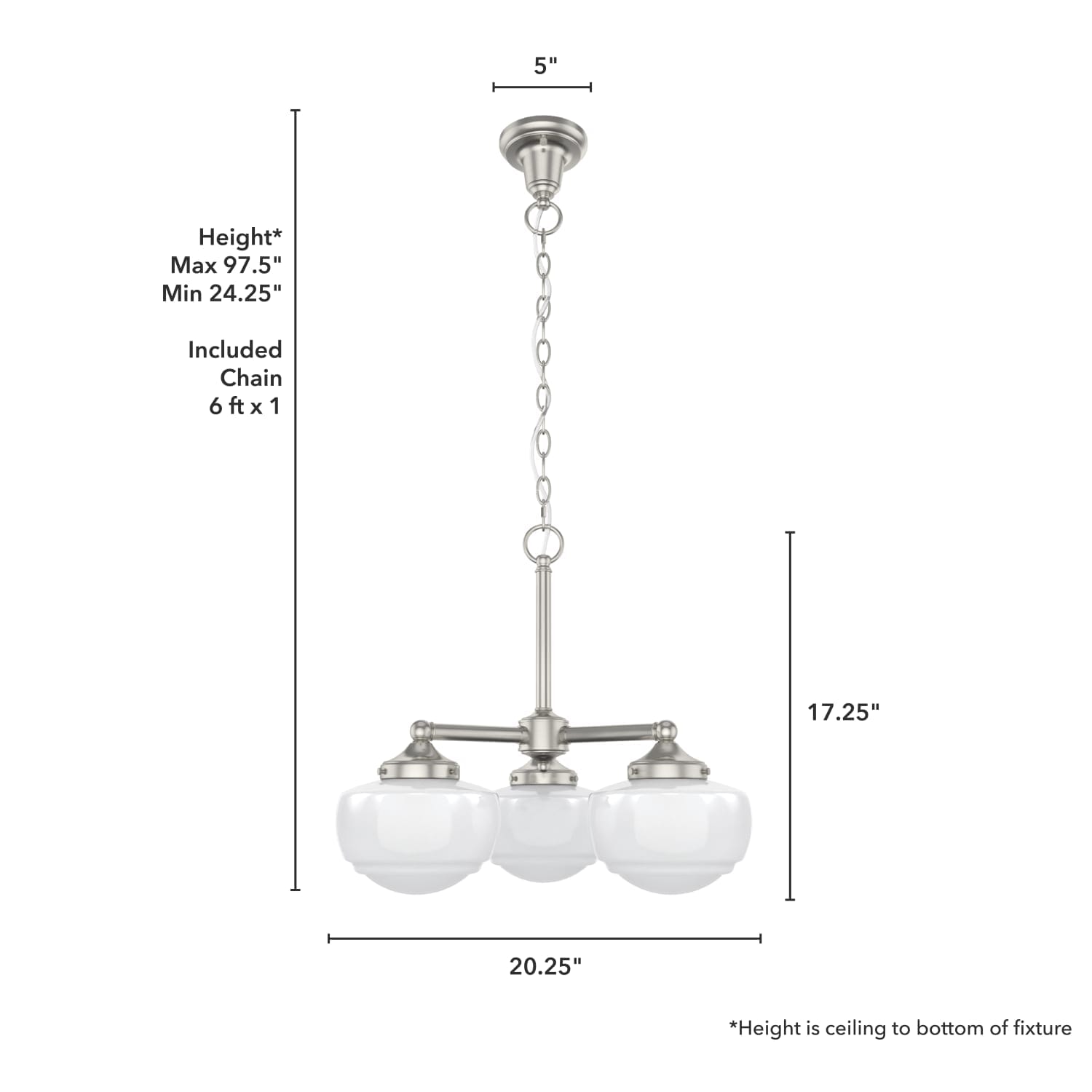 Hunter Saddle Creek 3 Light Convertible Chandelier Ceiling Light