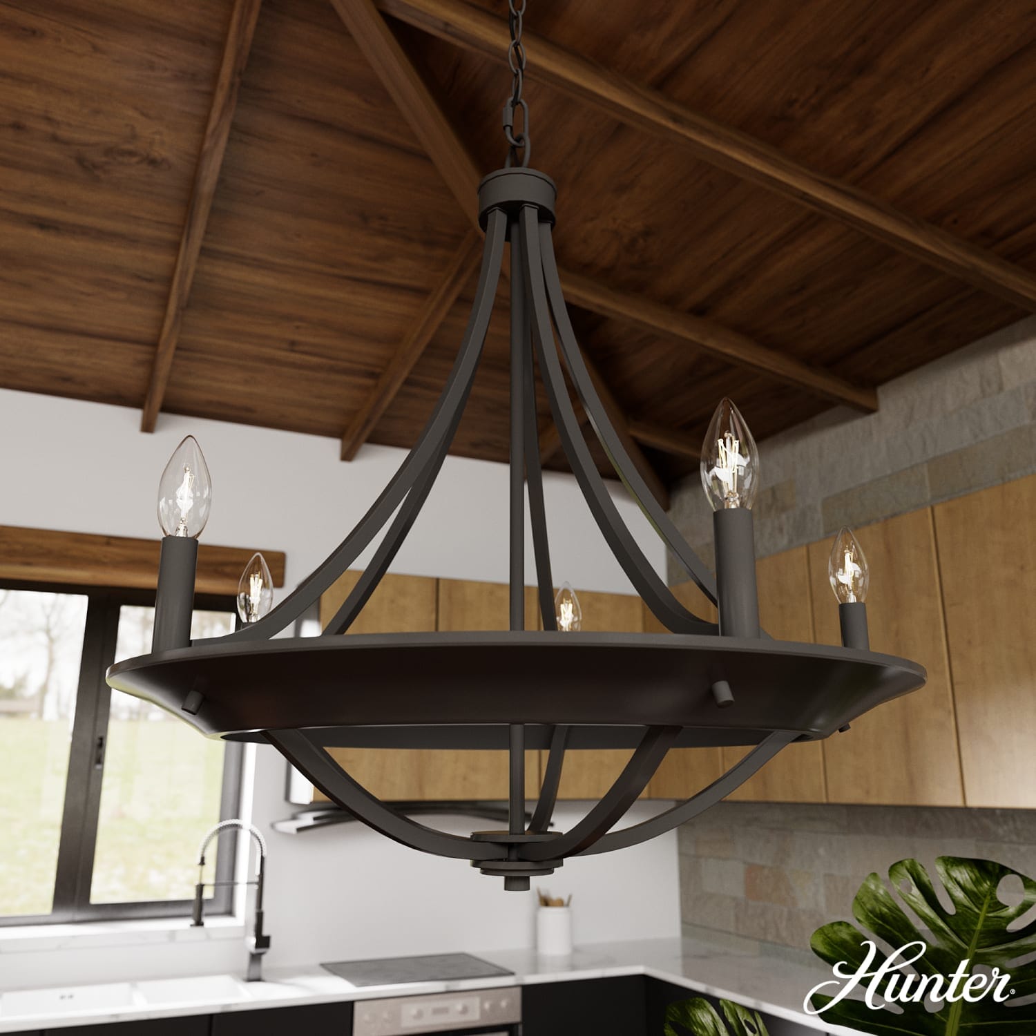 Perch Point 5 Light Chandelier 24 inch Ceiling Light – Hunter Fan