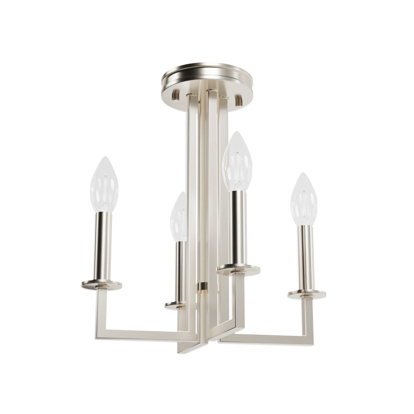 4 Light Bearden Semi-Flush Mount Lighting Hunter Brushed Nickel 