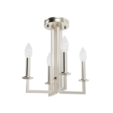 4 Light Bearden Semi-Flush Mount Lighting Hunter Brushed Nickel 