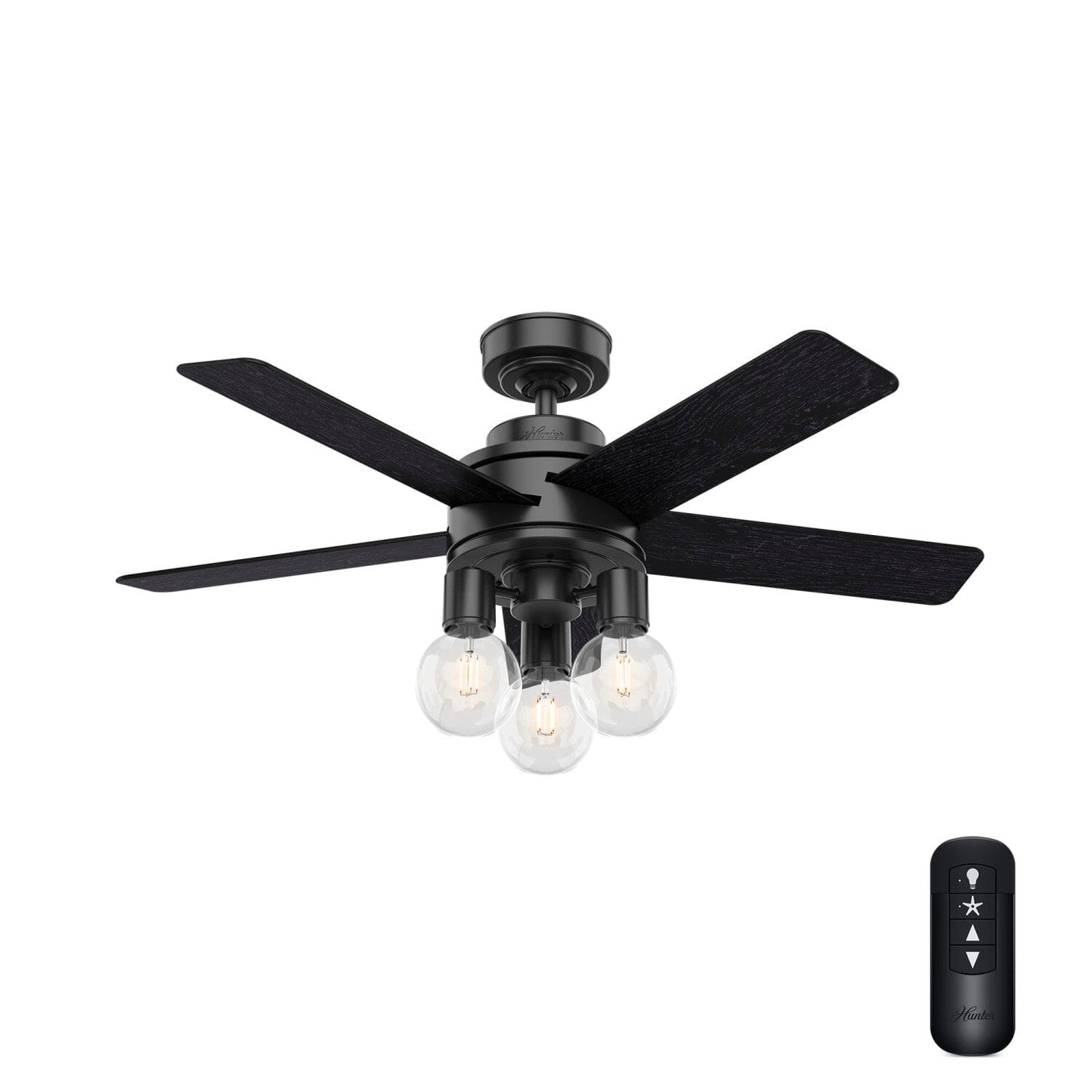44 inch Hardwick with LED Light Ceiling Fans Hunter Matte Black - Distressed Black 