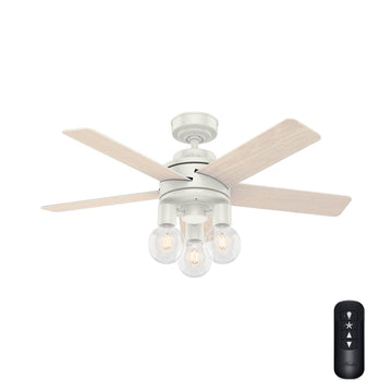 Hardwick with LED Light and Remote Control 44 inch Ceiling Fans Hunter Fresh White - White Oak 