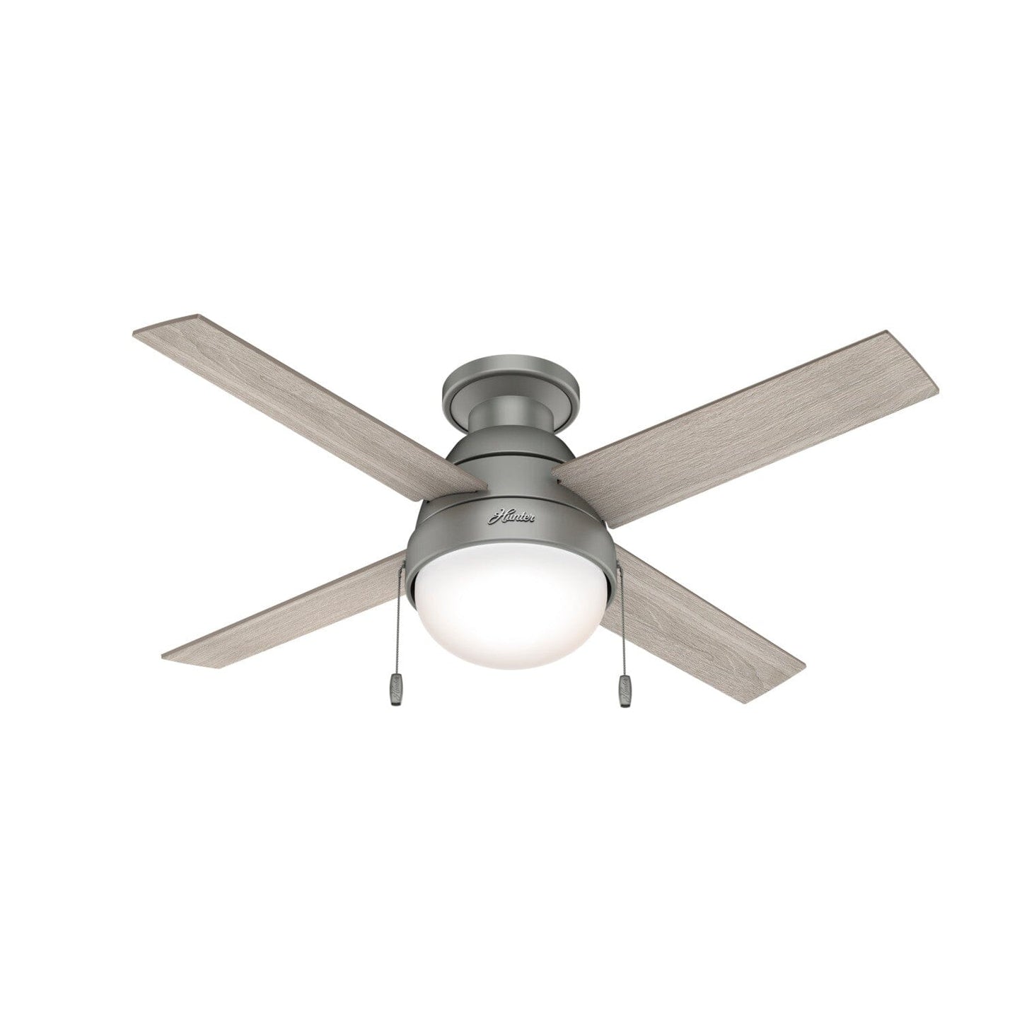 44 inch Kensie Low Profile with LED Light Ceiling Fans Hunter Matte Silver - Light Gray Oak 