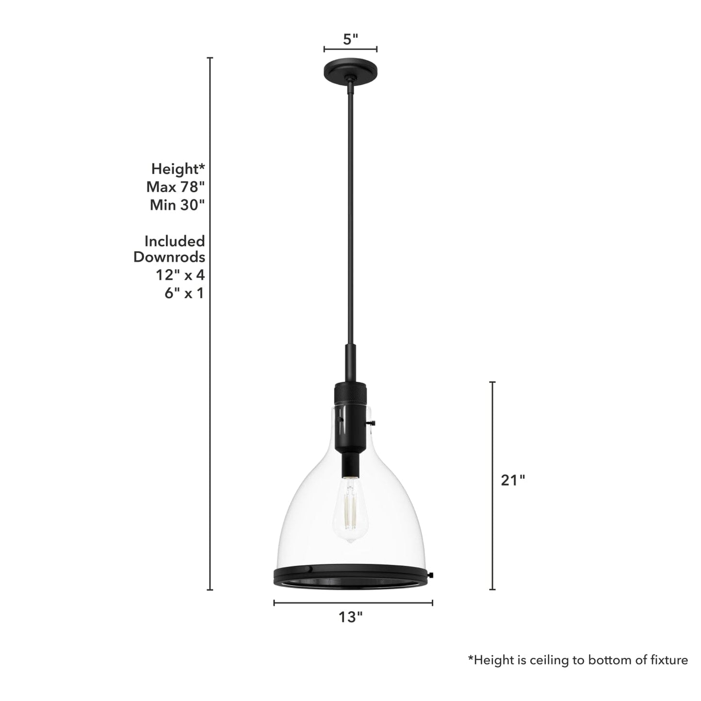 48042_4_van_nuys_1_light_pendant_13_inch-matte_black-dimensiongraphic