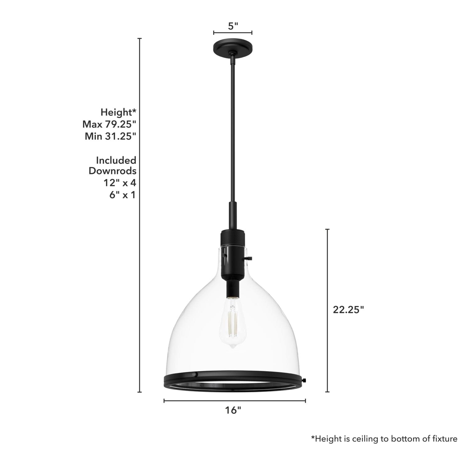 48051_4_van_nuys_1_light_pendant_16_inch-matte_black-dimensiongraphic