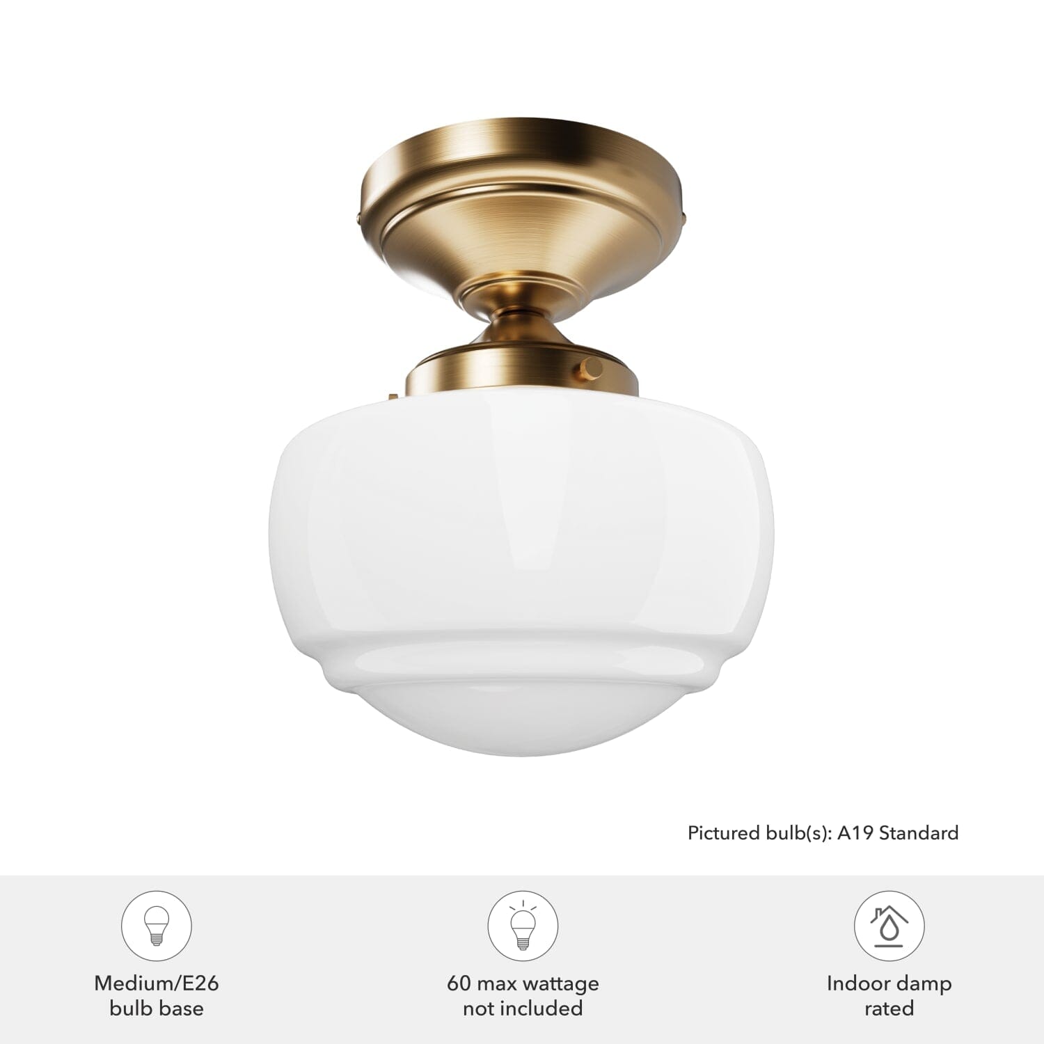 Hunter Saddle Creek Shiny Cased White Glass 1 Light Mini Semi
