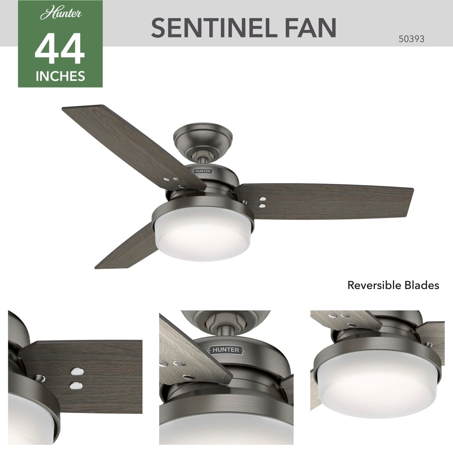 Hunter Sentinel with LED Light 44 inch and Remote – Hunter Fan
