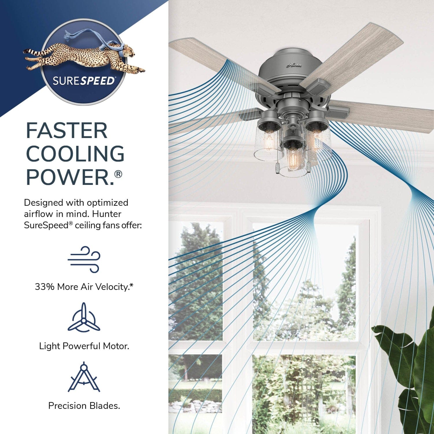 Hunter Hartland Low Profile with LED Light 44 inch – Hunter Fan