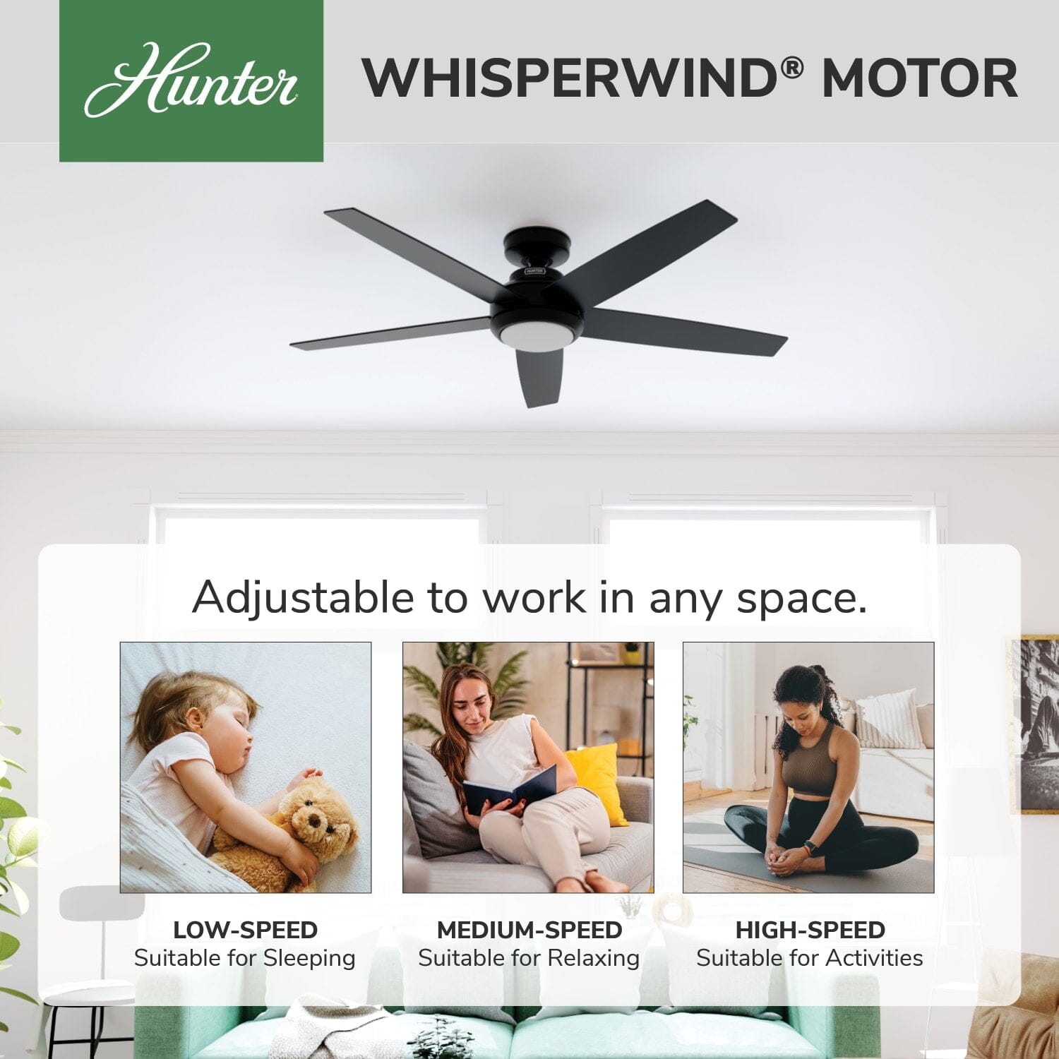 Hunter Zayden with LED Light - 52 inch and Remote – Hunter Fan