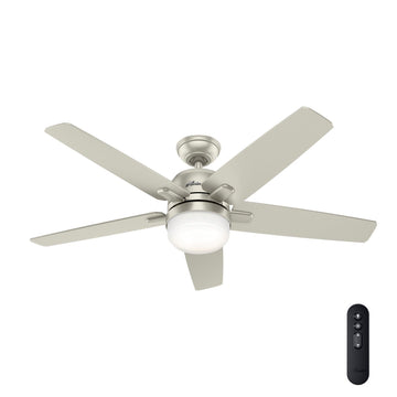 52 Inch Cavera SimpleConnect Wi-Fi with LED Light-Smart Ceiling Fans Hunter Matte Nickel - Matte Nickel 
