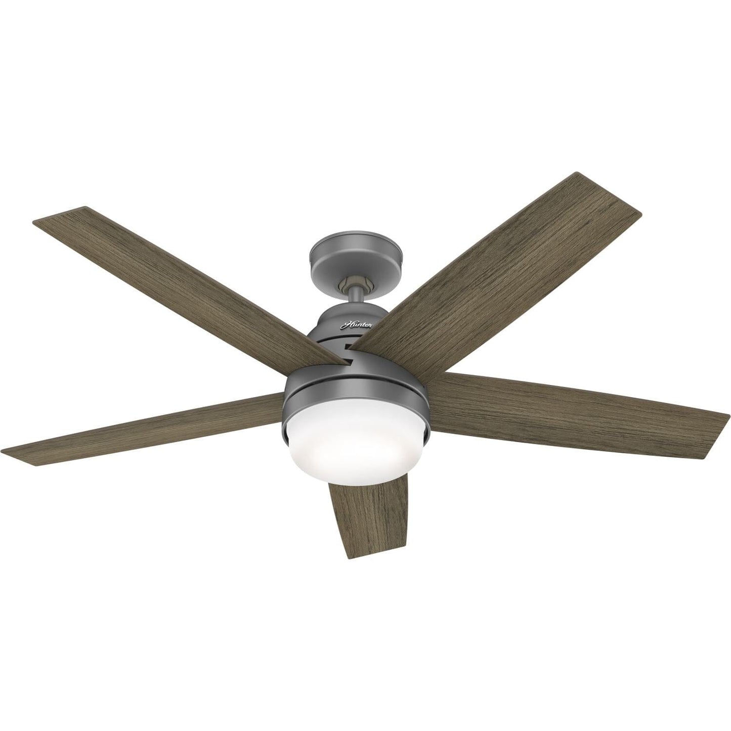 52 Inch Exton with LED light-Smart Ceiling Fans Hunter Matte Silver - Warm Grey Oak 