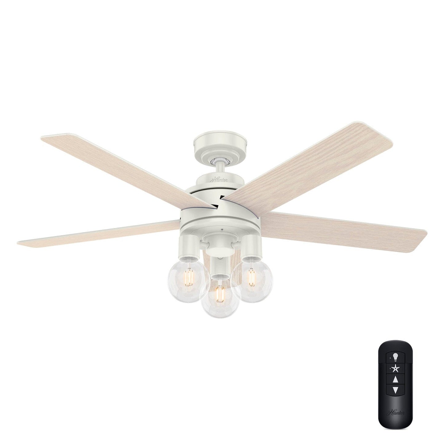 Hardwick with LED Light and Remote Control 52 inch Ceiling Fans Hunter Fresh White - White Oak 