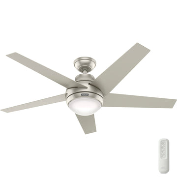 52 Inch Indio with LED Light Ceiling Fans Hunter Matte Nickel - Matte Nickel 