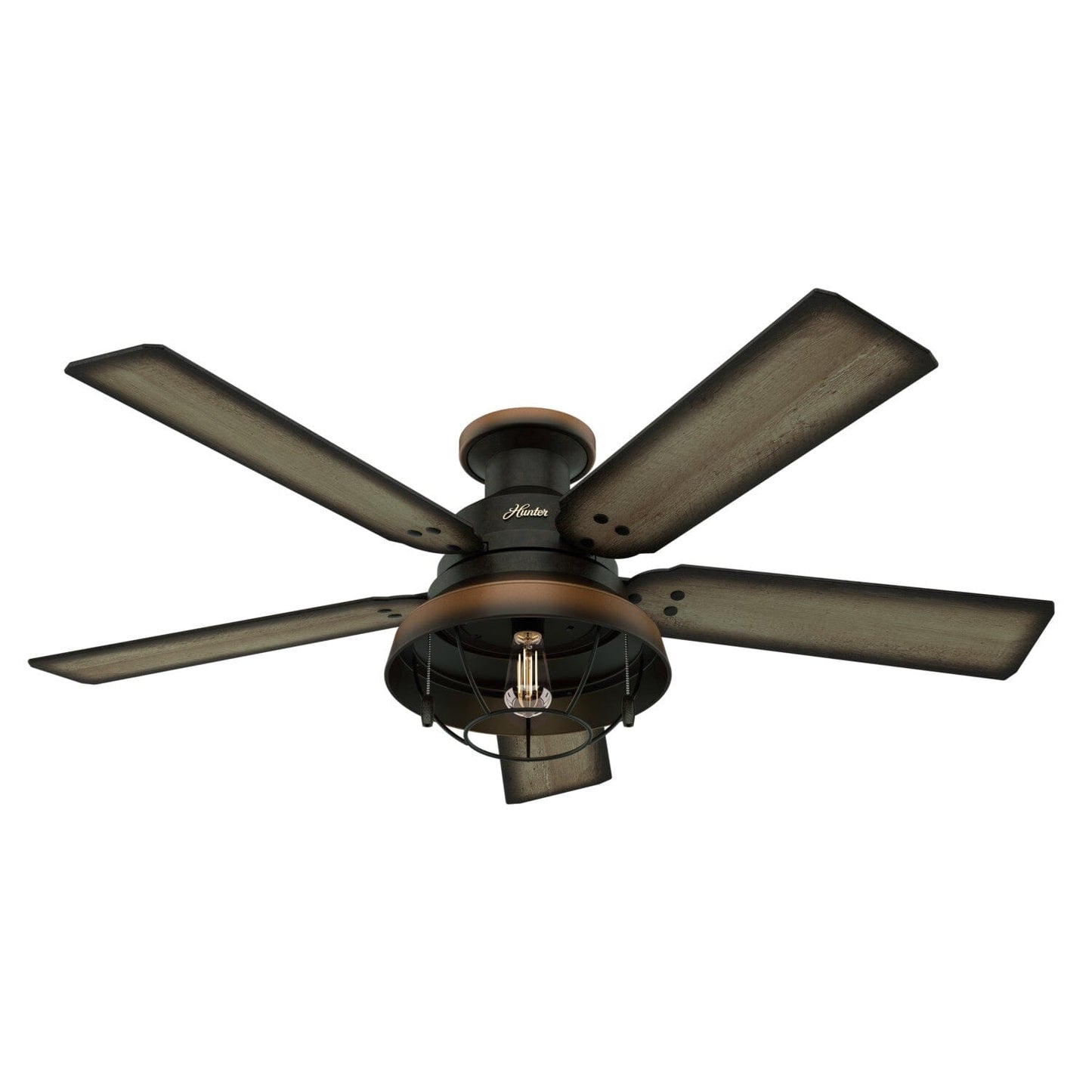 52 inch Landsdowne Outdoor Low Profile with Light Ceiling Fans Hunter Brittany Bronze - Burnished Grey Pine 