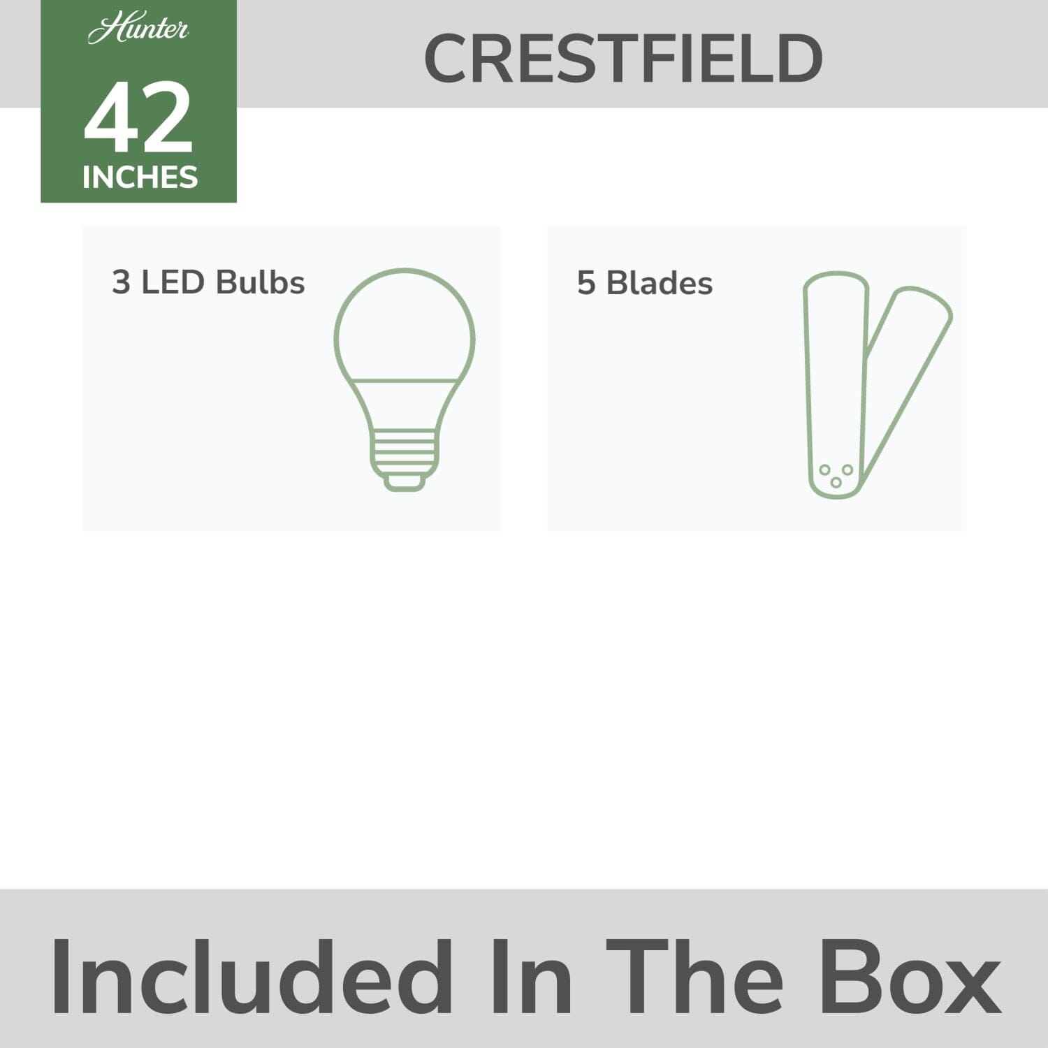 Hunter Crestfield Low Profile with 3 Lights 42 inch – Hunter Fan