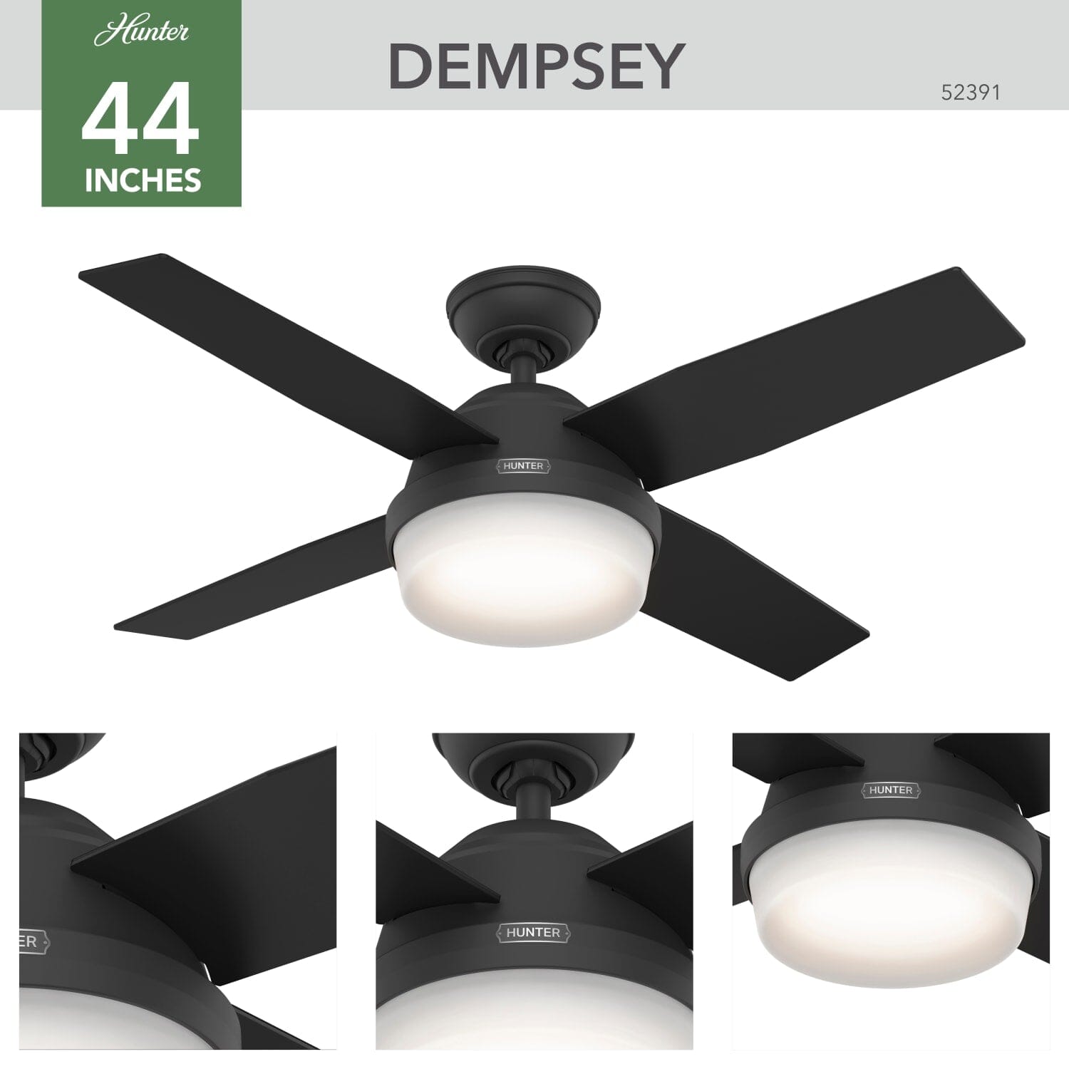 Hunter Dempsey with Light 44 inch and Remote – Hunter Fan