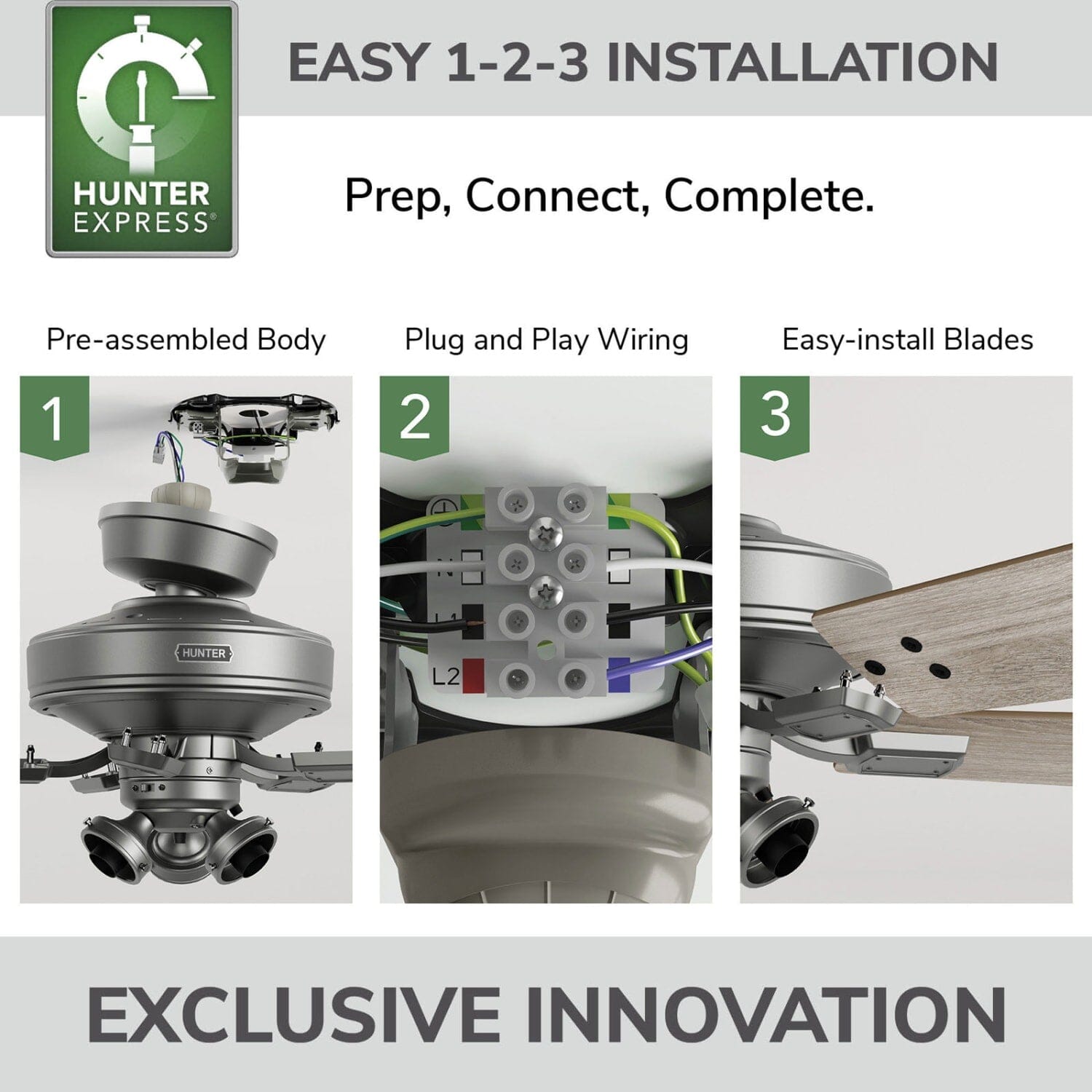 Hunter Crestfield HunterExpress with 3 LED Lights 52 inch – Hunter Fan