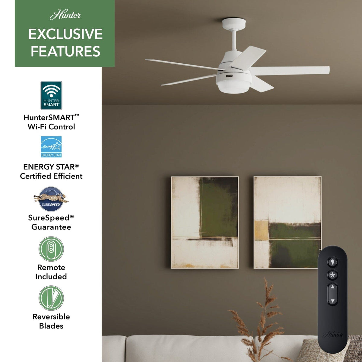 52572_26 aerodyne indoor smart fan with led light 52 inch with remote matte white tech featuresgraphic