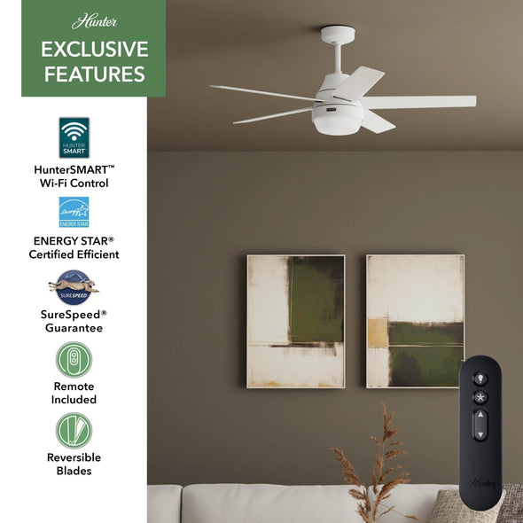 52572_26 aerodyne indoor smart fan with led light 52 inch with remote matte white tech featuresgraphic