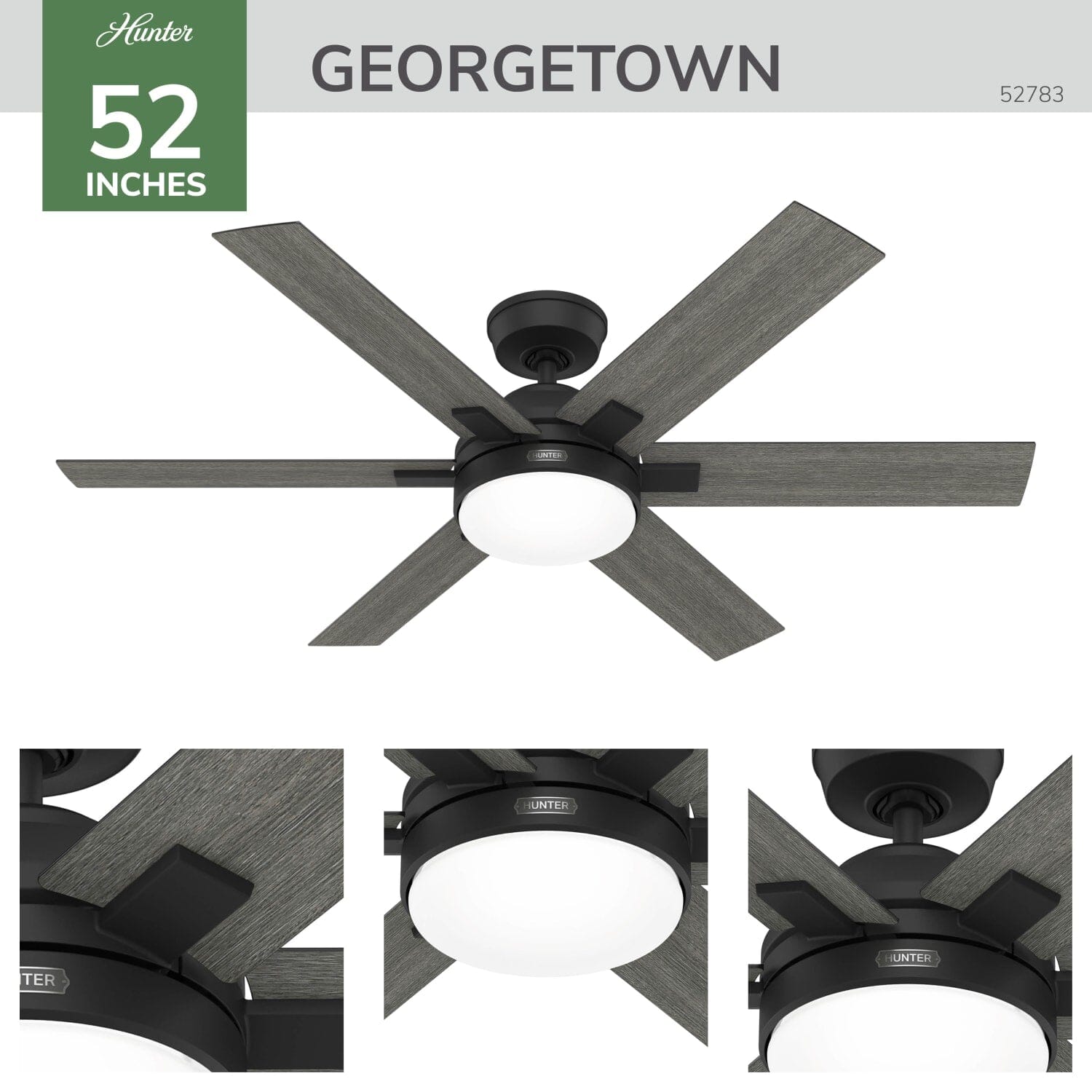 m_galaxy　IM TR Hunter Georgetown Indoor HunterExpress with LED Light 52 inch with