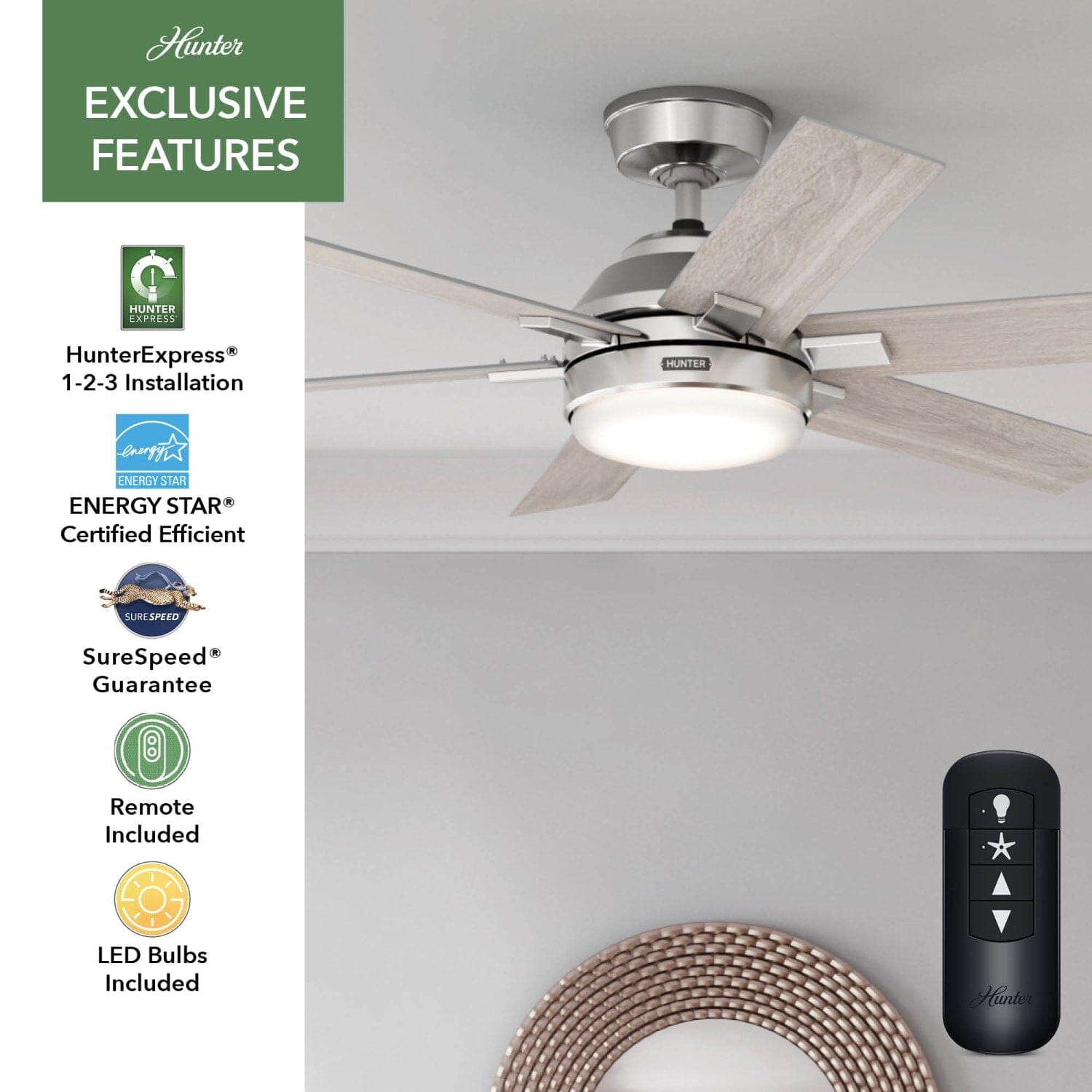 Hunter Georgetown Indoor HunterExpress with LED Light 52 inch with
