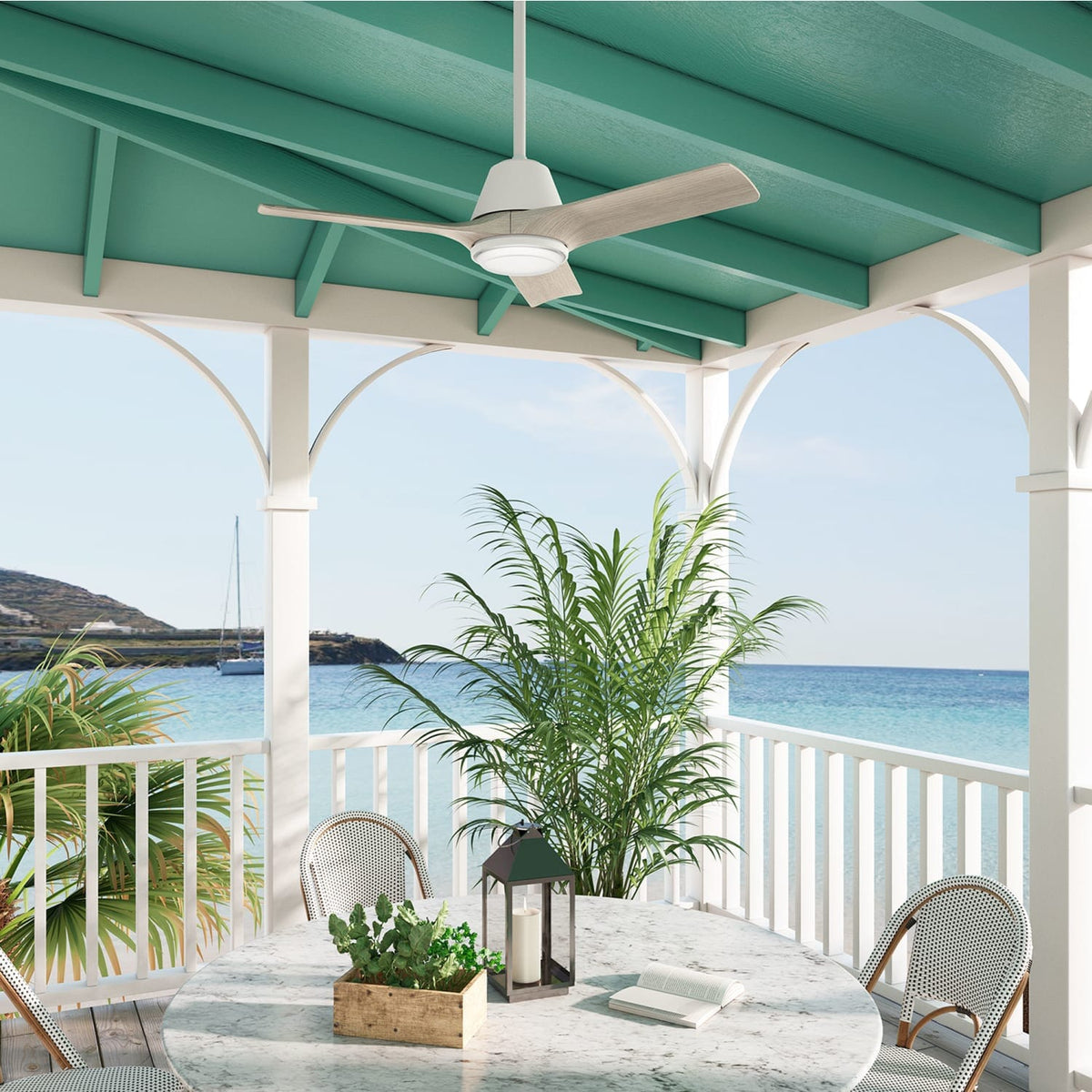 52883_5 aeronaut outdoor smart fan with led light 44 inch with remote matte white lifestyleimages1