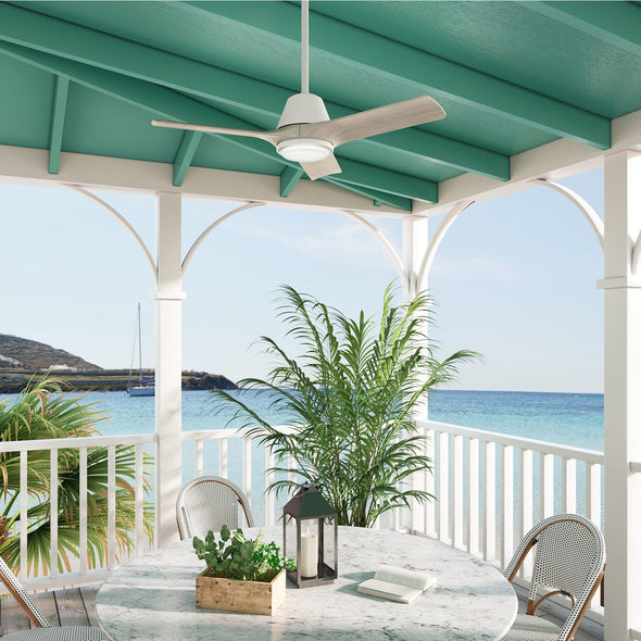 52883_5 aeronaut outdoor smart fan with led light 44 inch with remote matte white lifestyleimages1