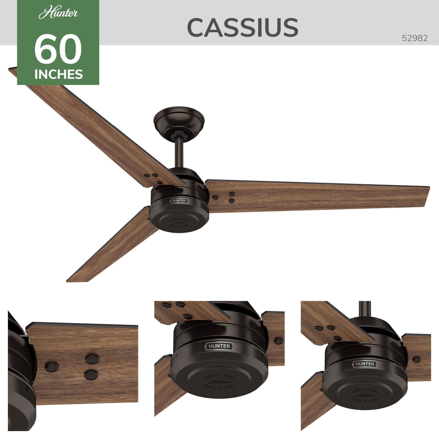 Hunter Cassius Outdoor ENERGY STAR 60 inch and Wall Control