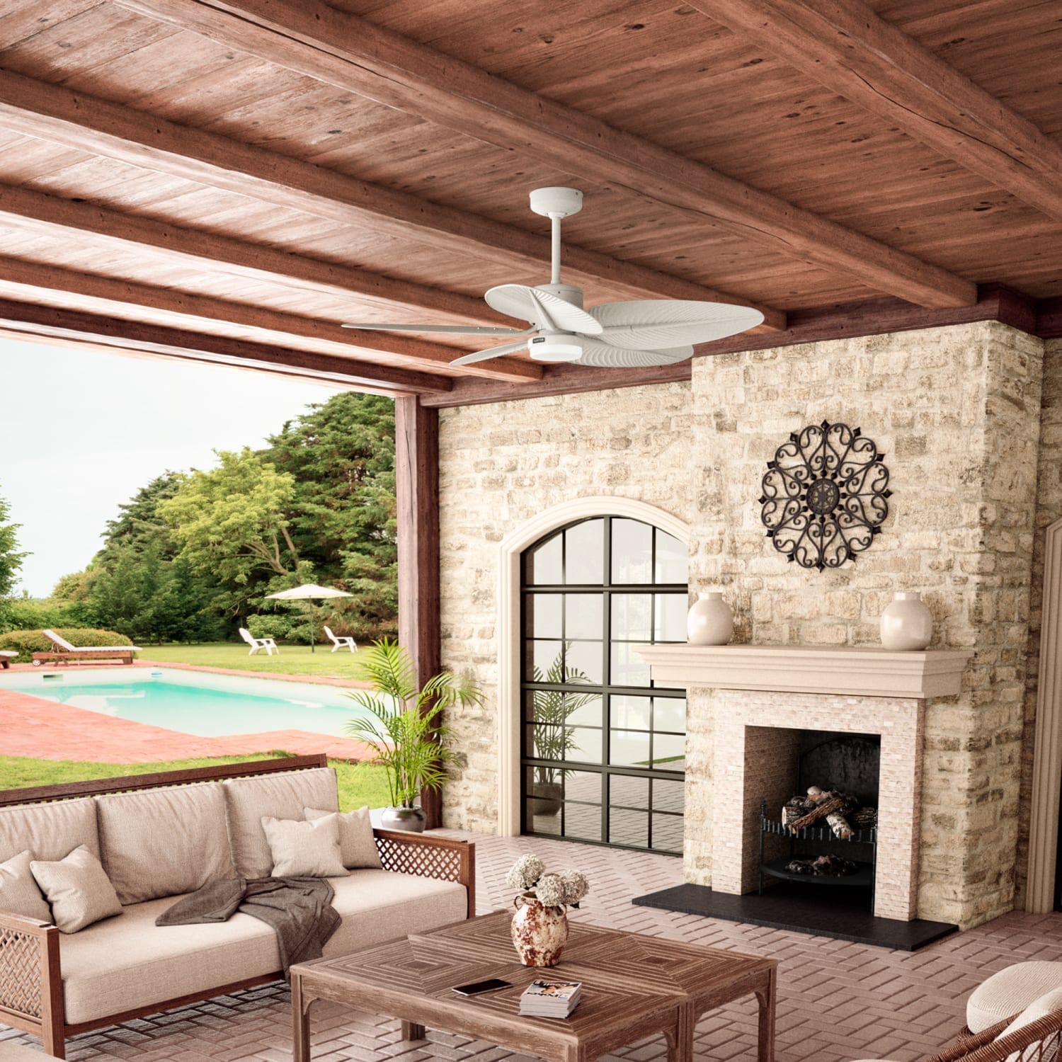 Hunter Tropic View Outdoor with LED Light 52 inch with Wall