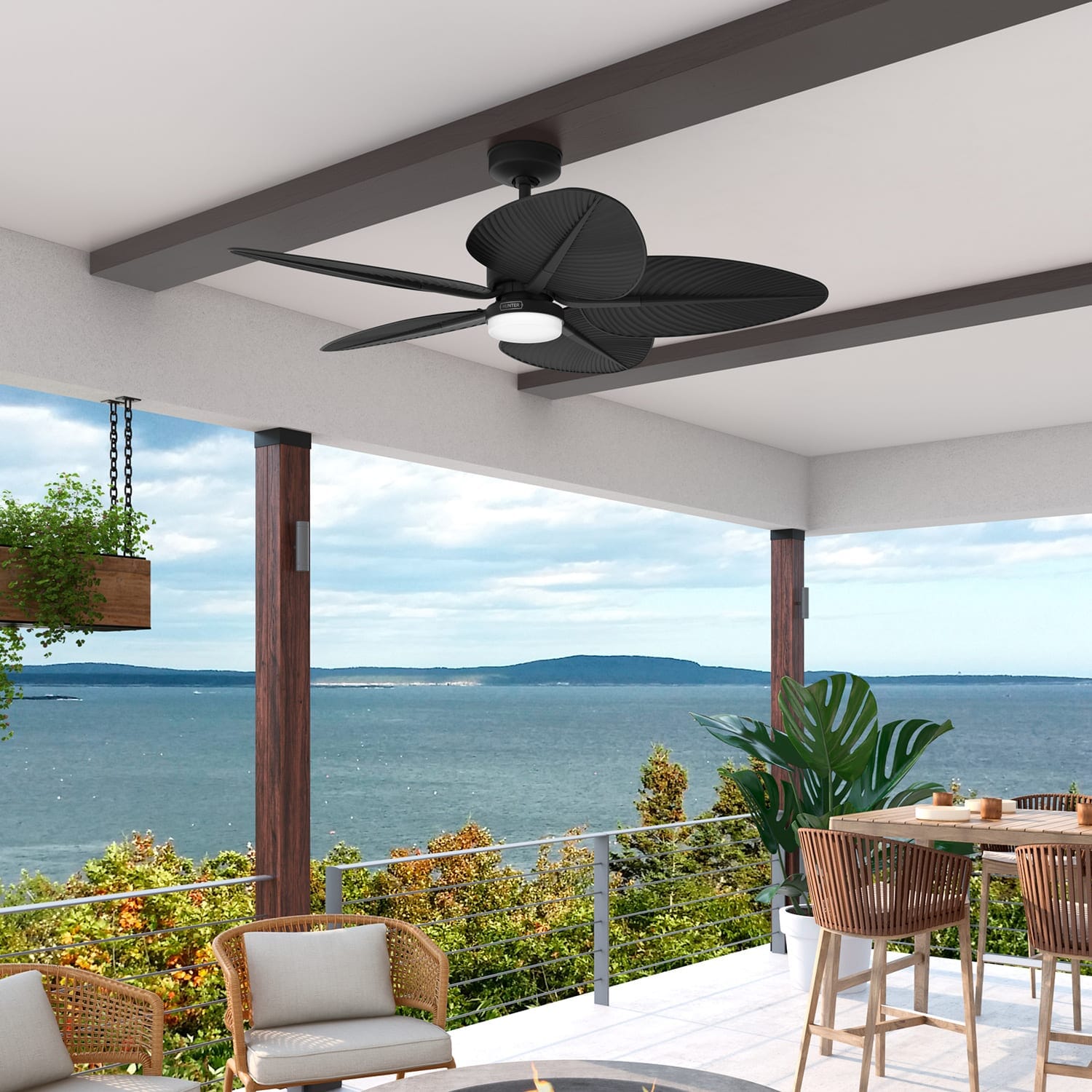 デュアルランド　Tropical 、Bayou セット Hunter Tropic View Outdoor with LED Light 52 inch with Wall